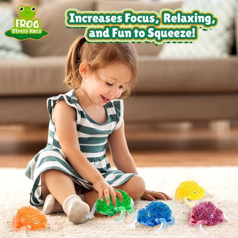 وليوليتوي لعبة خرز مائي حسي للاطفال، كرات ضغط ملونة على شكل ضفدع، العاب حسية على شكل حيوان لتهدئة الزوايا والتوحد واضطراب نقص الانتباه وفرط النشاط والقلق وهدايا حفلات اعياد الميلاد من 6 قطع in Kuwait