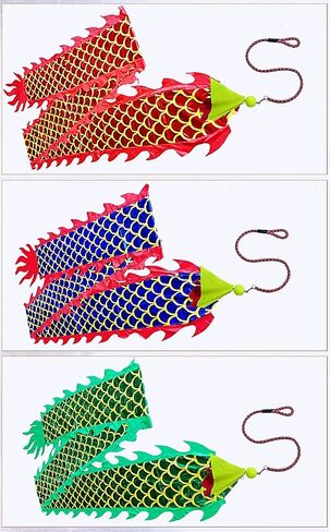 DSJUGGLING 3D Dragon Poi مع كرة مرجحة 340 جرام وحبل متأرجح بطول 1.1 متر - حرير متدفق يهتز ويقذف شريط التنين الذهبي الصيني + حقيبة سفر! (6 أمتار (19.6 قدمًا)، التنين الأزرق الذهبي) in Kuwait