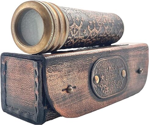 مشكال نحاسي عتيق مع غطاء من الجلد وصندوق مصنوع يدويا بمظهر عتيق بلمسة نهائية عتيقة وعدسة عاكسة هدايا للاطفال والاصدقاء والعائلة والاطفال in Kuwait