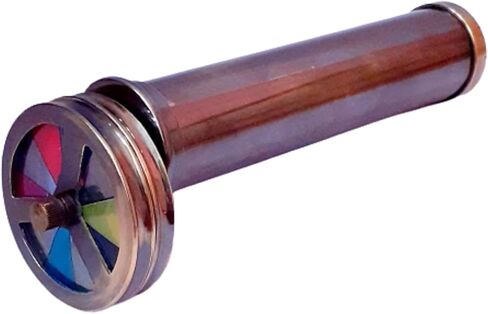 منظار نحاسي مزدوج العجلات بلمسة نهائية عتيقة للاطفال والكبار، منظار بصري بحري عتيق جميل من النحاس الاصفر، هدية للهالوين من وورلد كينغ مارت in Kuwait