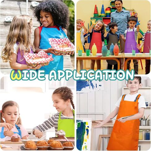 مريلة اطفال مع جيب من تيسوراست، مريلة شيف قابلة للتعديل، مآزر رسم للاطفال للخبز والرسم والطبخ لعمر 7-13 سنة، 24 لون، 18.1 × 24.4 انش, 24 لونًا in Kuwait