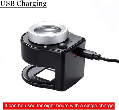 مكبرة 30 أضعاف لوب، عدسة مكبرة معدنية سطح المكتب قابلة لإعادة الشحن عبر USB مع ضوء LED أبيض وإضاءة بنفسجية مع ميزان لأدوات المجوهرات النسيجية ختم العملات المعدنية (مع مكبر محمول) in Kuwait