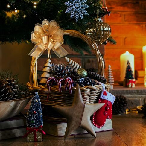 48 قطعة من أقواس السحب الكبيرة لتغليف الهدايا، قوس سحب من الأورجانزا لسلال الهدايا، أقواس شريطية كبيرة لتزيين هدايا الزفاف في عيد الحب (ذهبي) in Kuwait