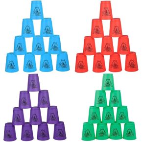 Joyibay 12pcs Sports Stacking Cups, Fast Paced Fun Game for Challenge Competition, Speed Training Game, Travel Party Gift for Kids and Adults, Blue