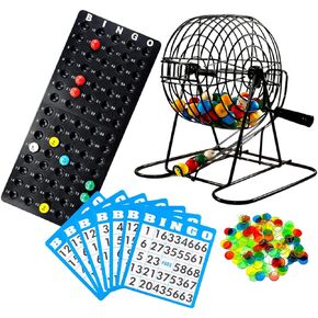 Regal Bingo - Complete Party Bingo Set - Includes 11 Inch Cage, 50 Jumbo Reusable Cards, 18 Standard Bingo Cards, 150 Chips, Master Board, 75 Bingo Balls - for Group Games, Bingo Hall, Holiday Fun