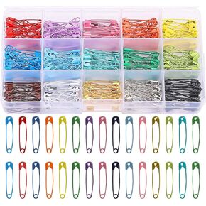 300 Pcs Colored Safety Pins for Clothes,32mm/1.26inch Small Safety Pins15 Colors Safety Pins Assorted with Storage Box Metal Knitting Stitch Markers for Sewing Crafts Scarf Tag Fixing in Saudi Arabia