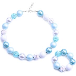 Bling Bling Elsa Inspired Bubblegum Necklace and Bracelet Set Princess Chunky Necklace for Baby Girl Toddle in Saudi Arabia
