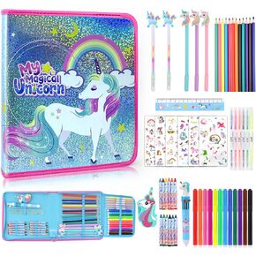 علامات معطرة بالفواكه للأطفال، 57 قطعة من مقلمة يونيكورن هدايا يونيكورن للفتيات بعمر 4 5 6 7 8 9+، هدايا عيد الميلاد للفتيات 4-6-8-12 مجموعة أقلام تلوين فنية مجموعة رسم لوازم in Kuwait