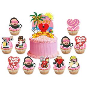 25 قطعة من لوازم حفلات اعياد الميلاد بتصميم الارنب الشرير، زينة كب كيك لحفلات اعياد الميلاد للاطفال وهدايا حفلات اعياد الميلاد in Kuwait