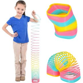 The Dreidel Company Jumbo Square Coil Spring Rainbow، هدية للحفلات للأطفال، 4.75 بوصة (120 ملم) ملفوفة بشكل فردي (مفرد)