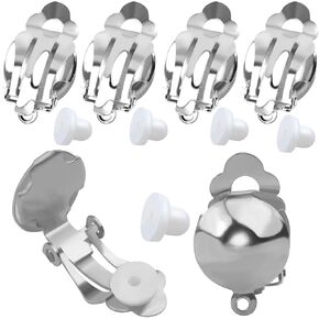 Aylifu 20 Pieces Clip On Earring Converter Non-Pierced Earrings Components and 20 Pieces Earring Cushions for Earring Making,Silver in Kuwait
