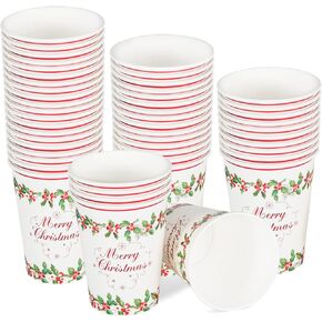 60 قطعة من أكواب ورقية لعيد الميلاد من UVTQSSP، سعة 9 أونصة، أكواب حفلات عيد الميلاد للاستعمال مرة واحدة لمستلزمات حفلات عيد الميلاد، الشاي والقهوة والماء والمشروبات الساخنة والباردة in Kuwait