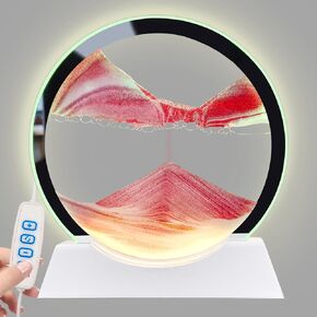 Aoderun 8" Moving Sand Art Picture with LED Light White Wooden Base Moving Sand Art Liquid Motion 3D Deep Sea Sandscape in Motion for Adult Relaxing Toys Decor Home Desktop Office(Black)