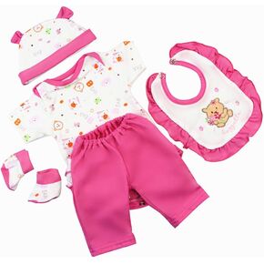 ان بي كيه بيينك طقم ملابس دمية طفلة حديثة الولادة مكون من 5 قطع لملابس دمى الأطفال حديثي الولادة مقاس 16-18 انش in Kuwait