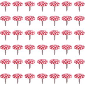 50pcs Round Mini Brads Plaid Cloth Wrapped Metal Brad Fasteners Pins Pastel for Paper Craft DIY Stamping Scrapbooking Home Wall Decor Red in Saudi Arabia