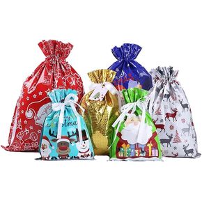 أكياس هدايا برباط من PCBEAR للعطلات، 30 قطعة من أكياس تغليف هدايا عيد الميلاد من رقائق الكريسماس لهدايا عيد الميلاد، وحقائب هدايا لتغليف الحفلات (كبيرة متوسطة صغيرة) in Kuwait