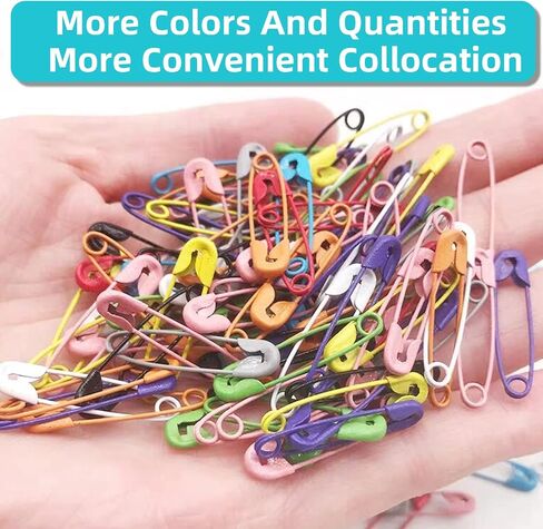 300 Pcs Colored Safety Pins for Clothes,32mm/1.26inch Small Safety Pins15 Colors Safety Pins Assorted with Storage Box Metal Knitting Stitch Markers for Sewing Crafts Scarf Tag Fixing in Kuwait