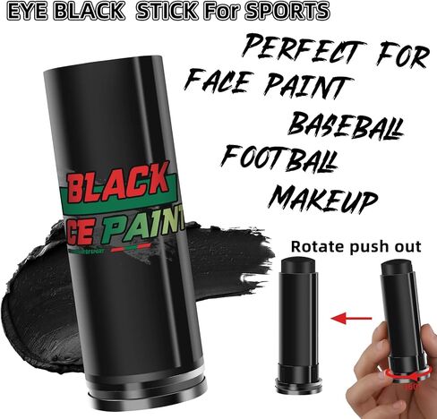 Football Stick Sports Eye Stick, Black Face Body Paint Sticks, Grease Eyeblack Football Softball Accessories, for athletes Halloween Cosplay Costume Parties Makeup,6PCS Black in Kuwait