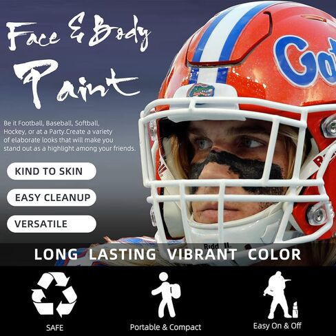 Football Stick Sports Eye Stick, Black Face Body Paint Sticks, Grease Eyeblack Football Softball Accessories, for athletes Halloween Cosplay Costume Parties Makeup,6PCS Black in Kuwait