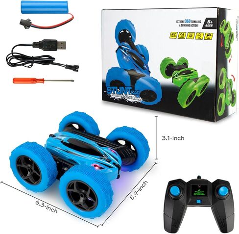 CORPER TOYS Remote Control Car for Kids Ages 6+ with Double-Sided Driving 360-degree Flips,Headlights,2.4Ghz RC Stunt Car for Boys Girls Remote Race Car Gift Set for Birthday Christmas in Kuwait