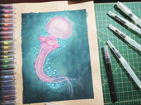 50 Bonus Pack Watercolor Brush Pens Combo Pack, 48 Colors 2 Water Brushes, Flexible Real Nylon Brush Tips, for Watercolor Painting Calligraphy Coloring, Beginner or Artist, Portable, Low Mess in Kuwait