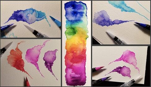 50 Bonus Pack Watercolor Brush Pens Combo Pack, 48 Colors 2 Water Brushes, Flexible Real Nylon Brush Tips, for Watercolor Painting Calligraphy Coloring, Beginner or Artist, Portable, Low Mess in Kuwait