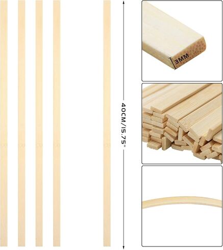 فانسونتا 200 قطعة من عصي الحرف الخشبية، عصي طويلة جدًا، عصي خيزران طبيعية قوية، يمكن منحنيتها للمشاريع الحرفية (15.75 انش طول × 3/8 انش عرض) in Kuwait