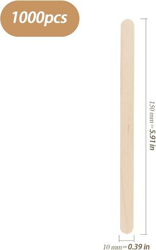1200 PCS 4.5 Inch Popsicle Stick, Wood Craft Sticks Bulk, Lollipop Sticks, Ice Cream Popsicle Sticks for Craft Waxing Supplies, 4.5 x 0.4 x 0.08 Inch in Kuwait