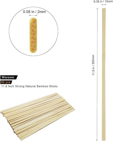 120 قطعة من أعواد الخيزران الطبيعية القوية مقاس 11.8 بوصة، أعواد حرفية خشبية، أعواد طويلة جدًا، شرائط خشبية للمشروعات اليدوية، عرض 3/8 بوصة in Kuwait