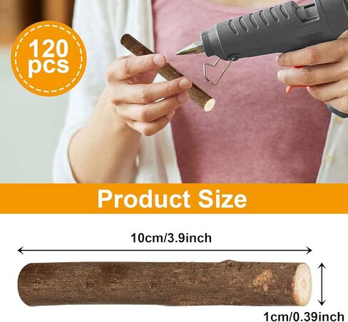 CertBuy 120 Pack Wood Log Sticks 10 CM / 4 Inch, 0.8-1.2 CM in Diameter Twigs for Crafts, Craft Twigs Branch Willow for DIY Crafts, School Projects, Festival Decoration in Kuwait