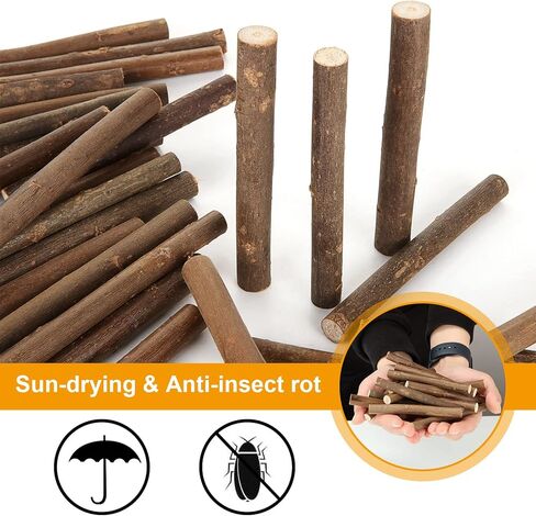 CertBuy 120 Pack Wood Log Sticks 10 CM / 4 Inch, 0.8-1.2 CM in Diameter Twigs for Crafts, Craft Twigs Branch Willow for DIY Crafts, School Projects, Festival Decoration in Kuwait