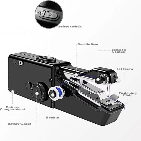 mini sewing machine，Beginners Handheld Sewing Machine, manual portable Quick Sewing Portable Sewing Machine, Electric Handy Sewing Machine, perfect for Beginners Sewing DIY Fabric Cloth Jeans in Saudi Arabia