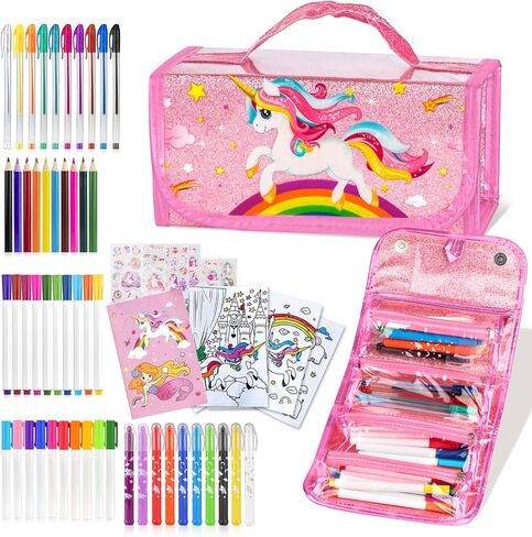 Biulotter 60pcs Fruit Scented Markers Set with Unicorn Pencil Case for Girls,Scented Markers for Kids,Coloring Set for Kids Ages 4-8,Art Supplies for Kids 4-6, Birthday Chirstmas Easter Gifts in Kuwait