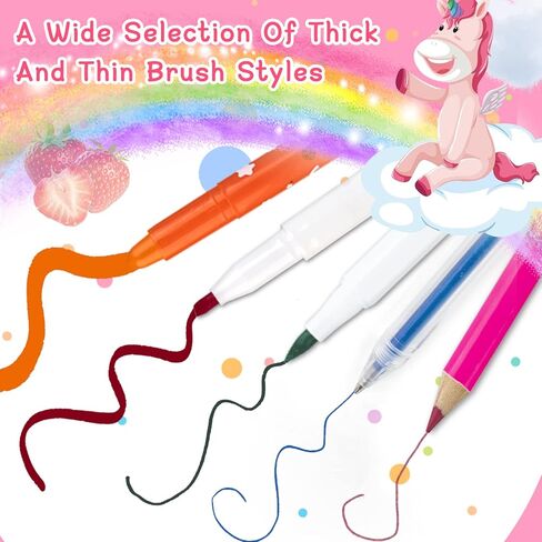 Biulotter 60pcs Fruit Scented Markers Set with Unicorn Pencil Case for Girls,Scented Markers for Kids,Coloring Set for Kids Ages 4-8,Art Supplies for Kids 4-6, Birthday Chirstmas Easter Gifts in Kuwait