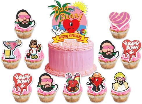25 قطعة من لوازم حفلات اعياد الميلاد بتصميم الارنب الشرير، زينة كب كيك لحفلات اعياد الميلاد للاطفال وهدايا حفلات اعياد الميلاد in Kuwait