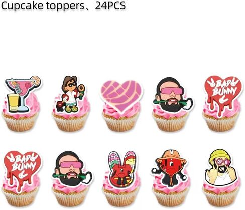 25 قطعة من لوازم حفلات اعياد الميلاد بتصميم الارنب الشرير، زينة كب كيك لحفلات اعياد الميلاد للاطفال وهدايا حفلات اعياد الميلاد in Kuwait