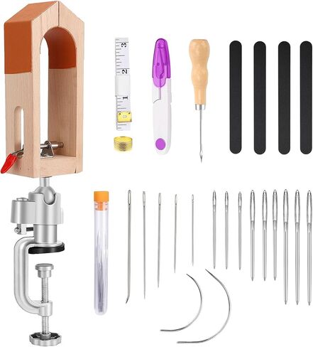 Stitching Pony 360 Rotation Leather Stitching Pony Clamp with Large Eye Sewing Needles,Scissors and Nail Files for DIY Leather Hand Stitching in Kuwait
