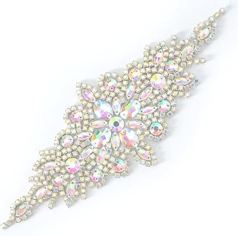 ShiDianYi Elegant Sash/Wedding Applique - Rhinestones Hot Fix or Sew On Belt Sash for Dress in Kuwait