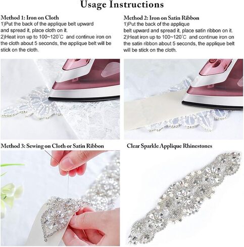 ShiDianYi Elegant Sash/Wedding Applique - Rhinestones Hot Fix or Sew On Belt Sash for Dress in Kuwait
