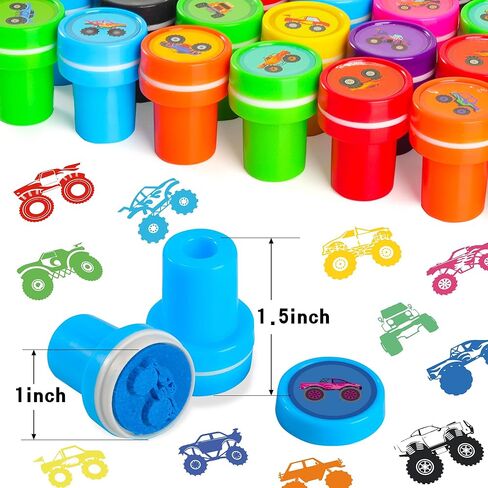 طوابع شاحنة للأطفال - 28 قطعة من طوابع التحبير الذاتي ذات الطابع الكرتوني، لوازم حفلات أعياد الميلاد، حشوات حقيبة الهدايا، مكافآت الفصول الدراسية، جوائز هدايا الحفلات للأولاد والبنات in Kuwait