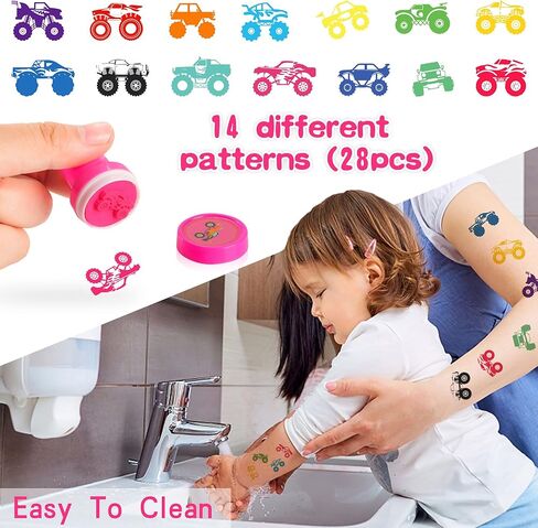 طوابع شاحنة للأطفال - 28 قطعة من طوابع التحبير الذاتي ذات الطابع الكرتوني، لوازم حفلات أعياد الميلاد، حشوات حقيبة الهدايا، مكافآت الفصول الدراسية، جوائز هدايا الحفلات للأولاد والبنات in Kuwait