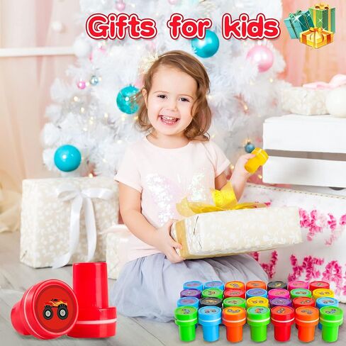 طوابع شاحنة للأطفال - 28 قطعة من طوابع التحبير الذاتي ذات الطابع الكرتوني، لوازم حفلات أعياد الميلاد، حشوات حقيبة الهدايا، مكافآت الفصول الدراسية، جوائز هدايا الحفلات للأولاد والبنات in Kuwait