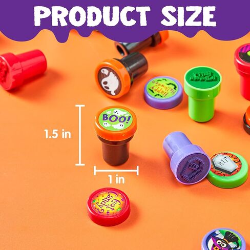 JOYIN 100 Pieces Halloween Assorted Stampers Kids Self-Ink Stamps (25 Designs, 4 Colors Trick or Treat Spooky Stamps) for Halloween Party Supplies, Goodies Bags, Classroom Game Reward Prizes in Saudi Arabia