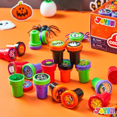 JOYIN 100 Pieces Halloween Assorted Stampers Kids Self-Ink Stamps (25 Designs, 4 Colors Trick or Treat Spooky Stamps) for Halloween Party Supplies, Goodies Bags, Classroom Game Reward Prizes in Saudi Arabia