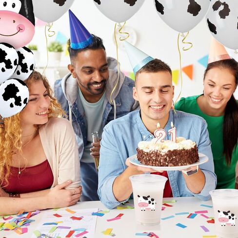 اكواب بلاستيكية شفافة للاستعمال مرة واحدة بطبعة بقرة من 100 قطعة، 12 اونصة، اكواب شرب للحفلات الغربية مع اغطية لزينة المزرعة والابقار وكاوبوي وراعي البقر واعياد الميلاد in Kuwait