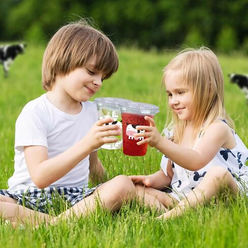 اكواب بلاستيكية شفافة للاستعمال مرة واحدة بطبعة بقرة من 100 قطعة، 12 اونصة، اكواب شرب للحفلات الغربية مع اغطية لزينة المزرعة والابقار وكاوبوي وراعي البقر واعياد الميلاد in Kuwait