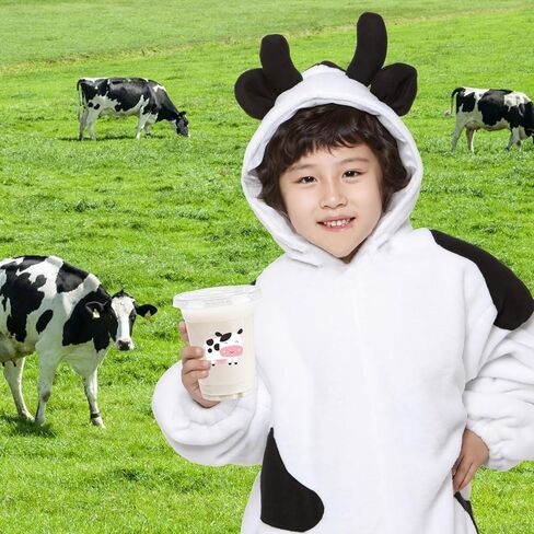 اكواب بلاستيكية شفافة للاستعمال مرة واحدة بطبعة بقرة من 100 قطعة، 12 اونصة، اكواب شرب للحفلات الغربية مع اغطية لزينة المزرعة والابقار وكاوبوي وراعي البقر واعياد الميلاد in Kuwait