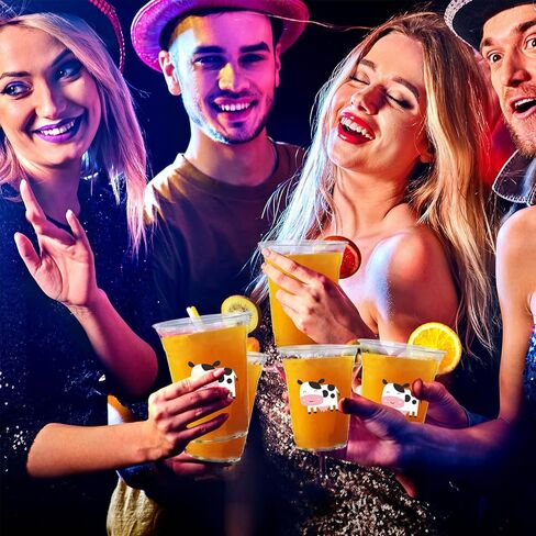 اكواب بلاستيكية شفافة للاستعمال مرة واحدة بطبعة بقرة من 100 قطعة، 12 اونصة، اكواب شرب للحفلات الغربية مع اغطية لزينة المزرعة والابقار وكاوبوي وراعي البقر واعياد الميلاد in Kuwait