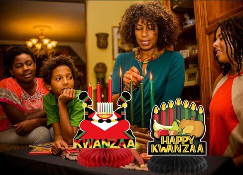 7 Pcs Kwanzaa Honeycomb Table Centerpieces, Happy Kwanzaa Honeycomb Centerpieces African Heritage Holiday Table Decorations for Kwanzaa Holiday Party Supplies,7.87"x9.84" in Kuwait