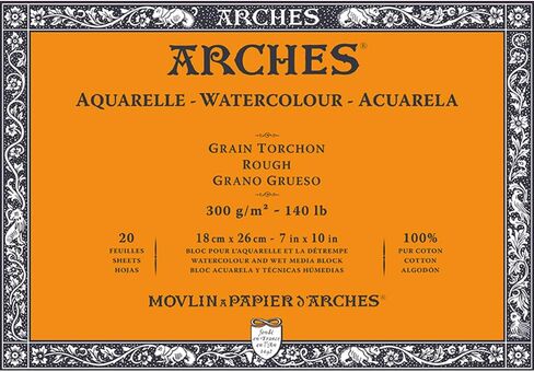 Arches - Watercolour Paper Block - 7" x 10" - 20 Sheets - 300gsm - Rough - Acid Free - White in Saudi Arabia